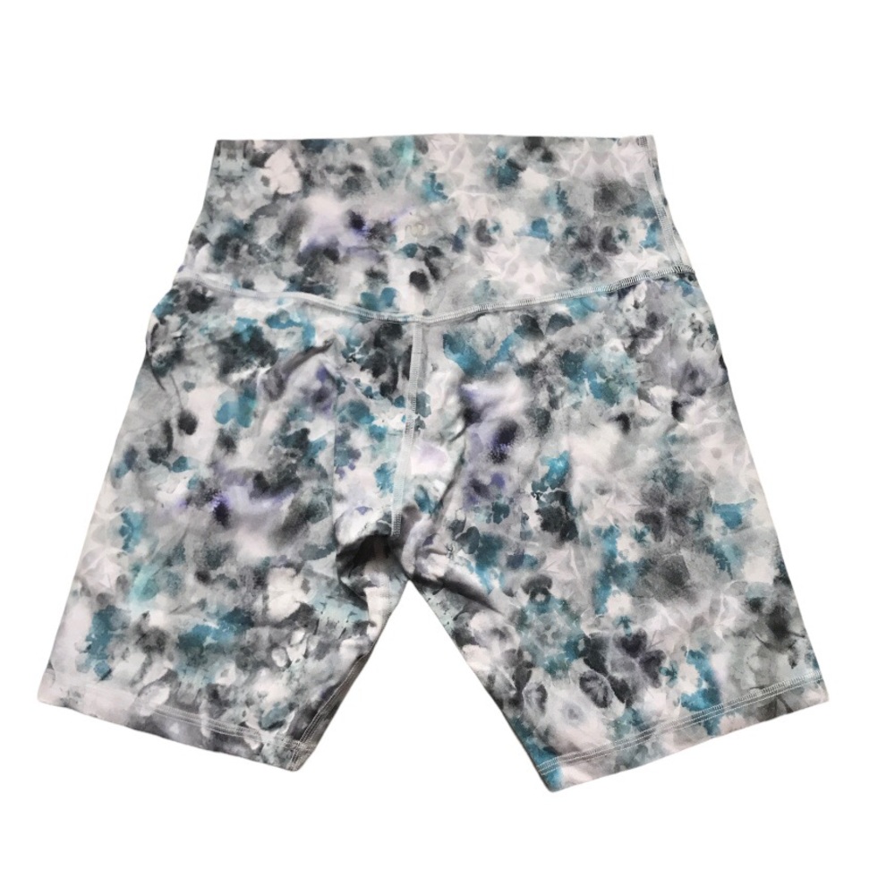 lululemon athletica White and Teal Marble Bike Shorts - Picture 8 of 12